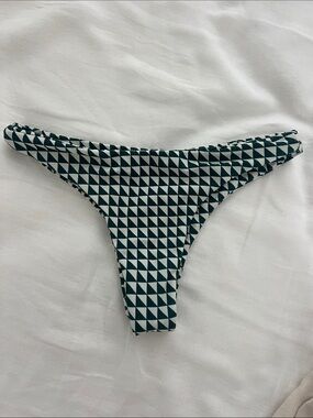 Mikoh Geometric Triangle Bikini Bottom - Green & White
